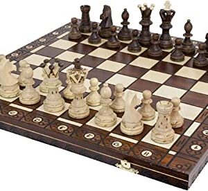 Handmade Chess Set European Ambassador with 21" Board and Hand Carved Chess Pieces