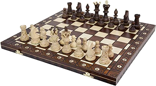 Handmade Chess Set European Ambassador with 21" Board and Hand Carved Chess Pieces