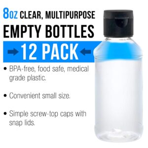 U.S. Art Supply 8 ounce Squeeze PET Plastic Bottles with Flip Cap - BPA-free, food safe, medical grade plastic, acrylic pouring paint (Pack of 12)