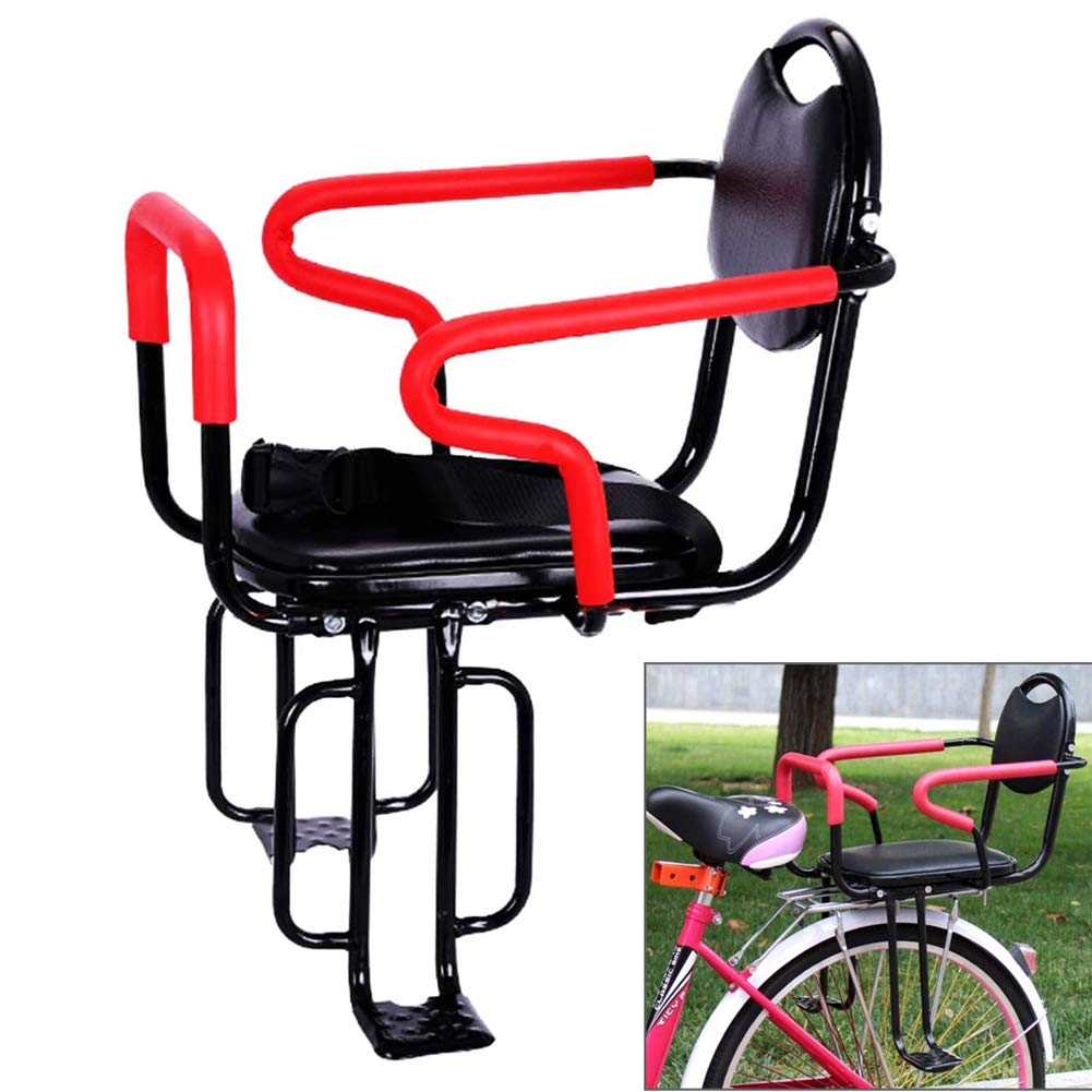 Wing Enterprises Child Bike Seat Rear Mount Infant Bicycle Seat Carrier, Kids' Bicycle Seats with Handrail, Pedals and Seat Belt for 2-8 Year Old Children