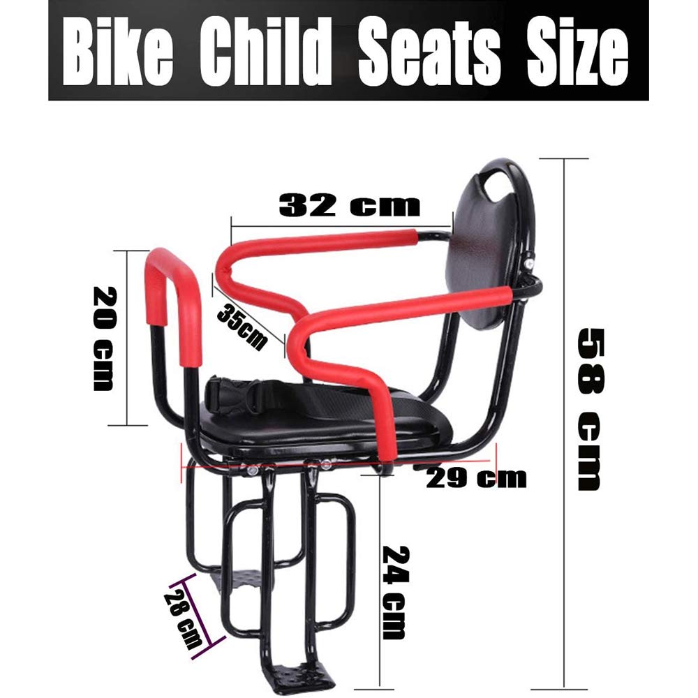 Wing Enterprises Child Bike Seat Rear Mount Infant Bicycle Seat Carrier, Kids' Bicycle Seats with Handrail, Pedals and Seat Belt for 2-8 Year Old Children