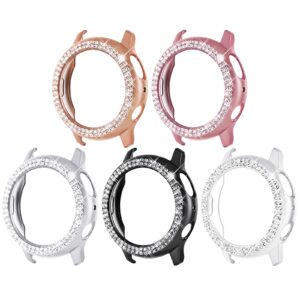 surace galaxy watch active 2 case 40mm, bling frame protective case compatible for samsung galaxy watch active 2 (5 packs, rose gold/pink gold/black/silver/clear)-40mm