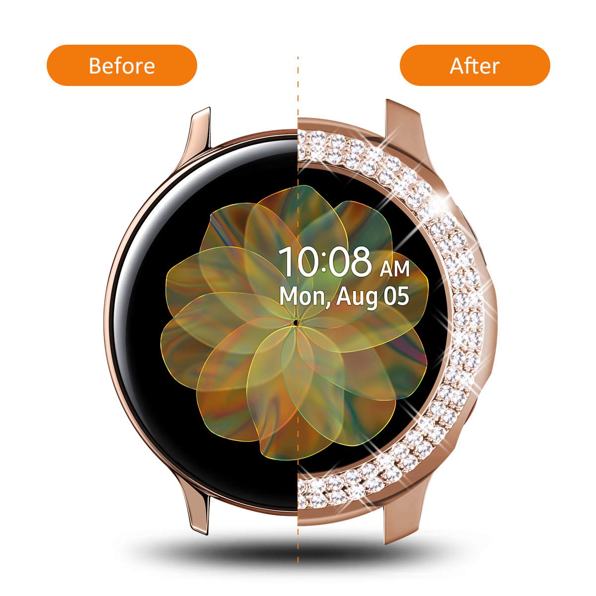 Surace Galaxy Watch Active 2 Case 40mm, Bling Frame Protective Case Compatible for Samsung Galaxy Watch Active 2 (5 Packs, Rose Gold/Pink Gold/Black/Silver/Clear)-40mm