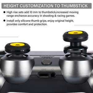 Playrealm FPS Thumbstick Extender & 3D Texture Rubber Silicone Grip Cover 2 Sets for PS5 Dualsenese & PS4 Controller (Radiation Black)