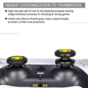 Playrealm FPS Thumbstick Extender & 3D Texture Rubber Silicone Grip Cover 2 Sets for PS5 Dualsenese & PS4 Controller (Radiation Black)