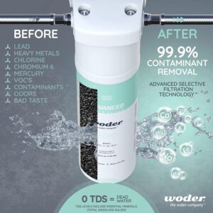 Woder WD-S-5K-ADV-DC Water Filter w. Under-Sink Connection to Main Faucet - WQA Certified High Capacity 5,000gal - Removes Chlorine, Lead, Chromium 6, Heavy Metals, Contaminants and Odors - USA Made