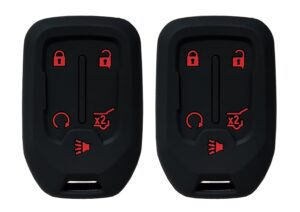 2 pcs smart key fob cover case protector fit for gmc acadia terrain yukon chevrolet suburban tahoe keyless entry remote fob skin jacket holder key protection case (black with red)