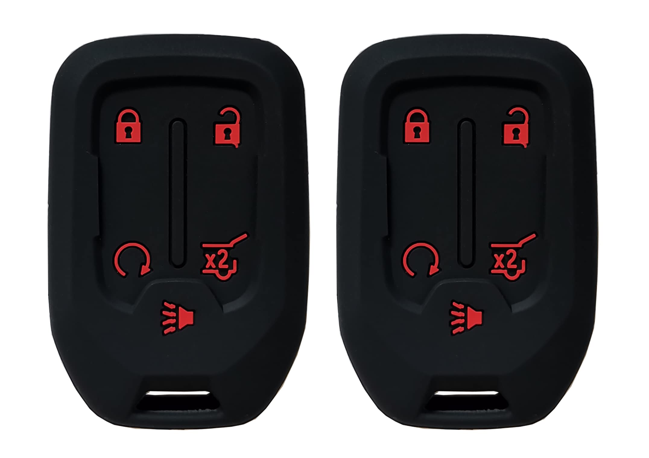 2 Pcs Smart Key Fob Cover Case Protector Fit for GMC Acadia Terrain Yukon Chevrolet Suburban Tahoe Keyless Entry Remote Fob Skin Jacket Holder Key Protection Case (Black with red)