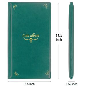 CenterZ 180 Pockets Coin Album, Penny Collecting Book, Souvenir Coins Collection Holder, Ideal for Pressed Pennies Passport, Hobby Coin Collector, Money Specie Display Storage Case (English, Green)