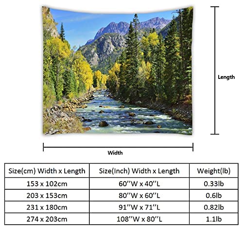 YISURE Nature Mountain Forest Tapestry, Scenic Green Pine Tree Waterfall Landscape Wall Hanging Tapestries for Home Office Dorm Indoor and Outdoor Decoration, 80(W) x60(L) Inch