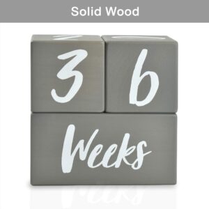 I'm Solid Wood Weekly Monthly Yearly Baby Milestone Age Blocks, Gender Neutral, Newborn Gifts & Keepsakes for Picture Props (3 Pcs/Grey)