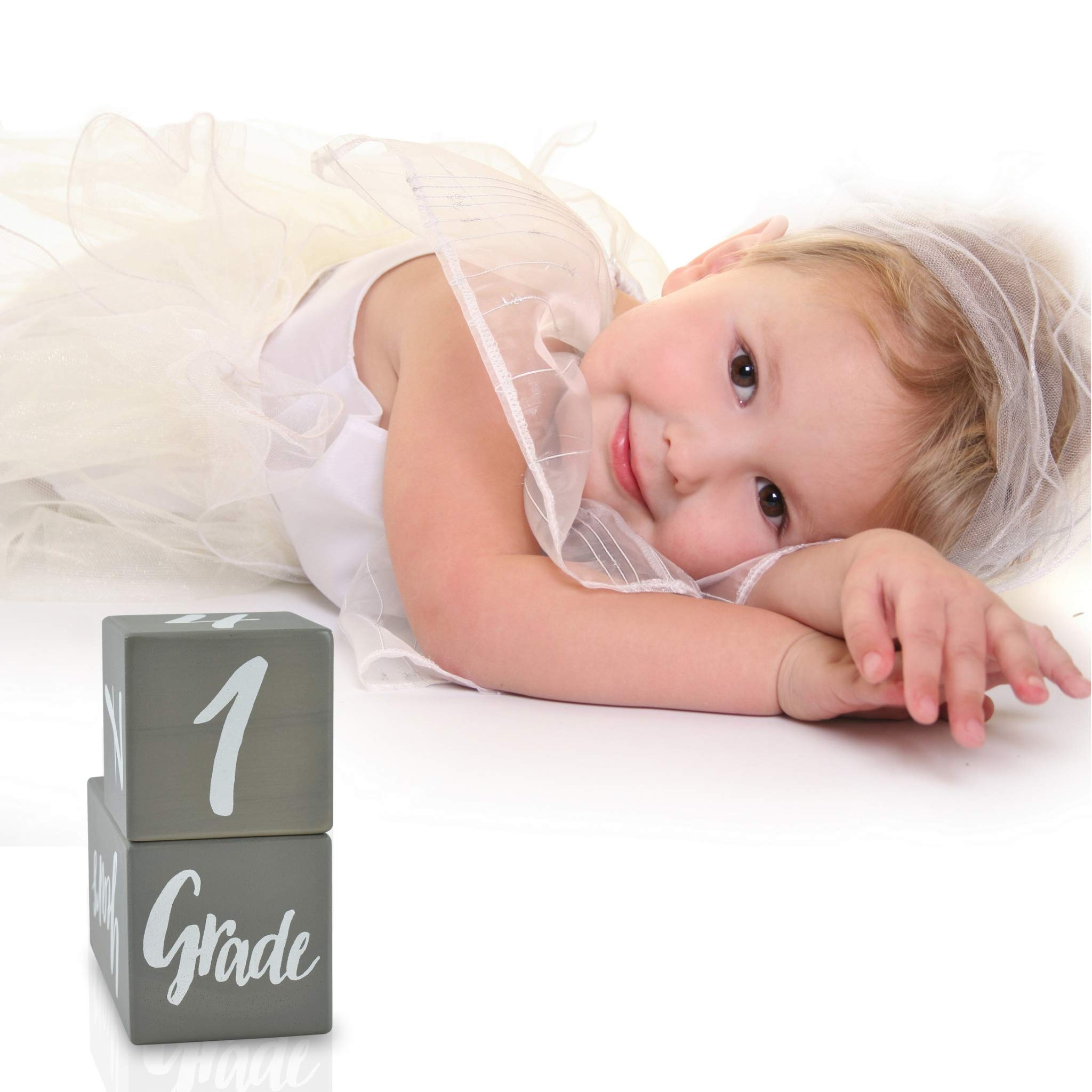 I'm Solid Wood Weekly Monthly Yearly Baby Milestone Age Blocks, Gender Neutral, Newborn Gifts & Keepsakes for Picture Props (3 Pcs/Grey)