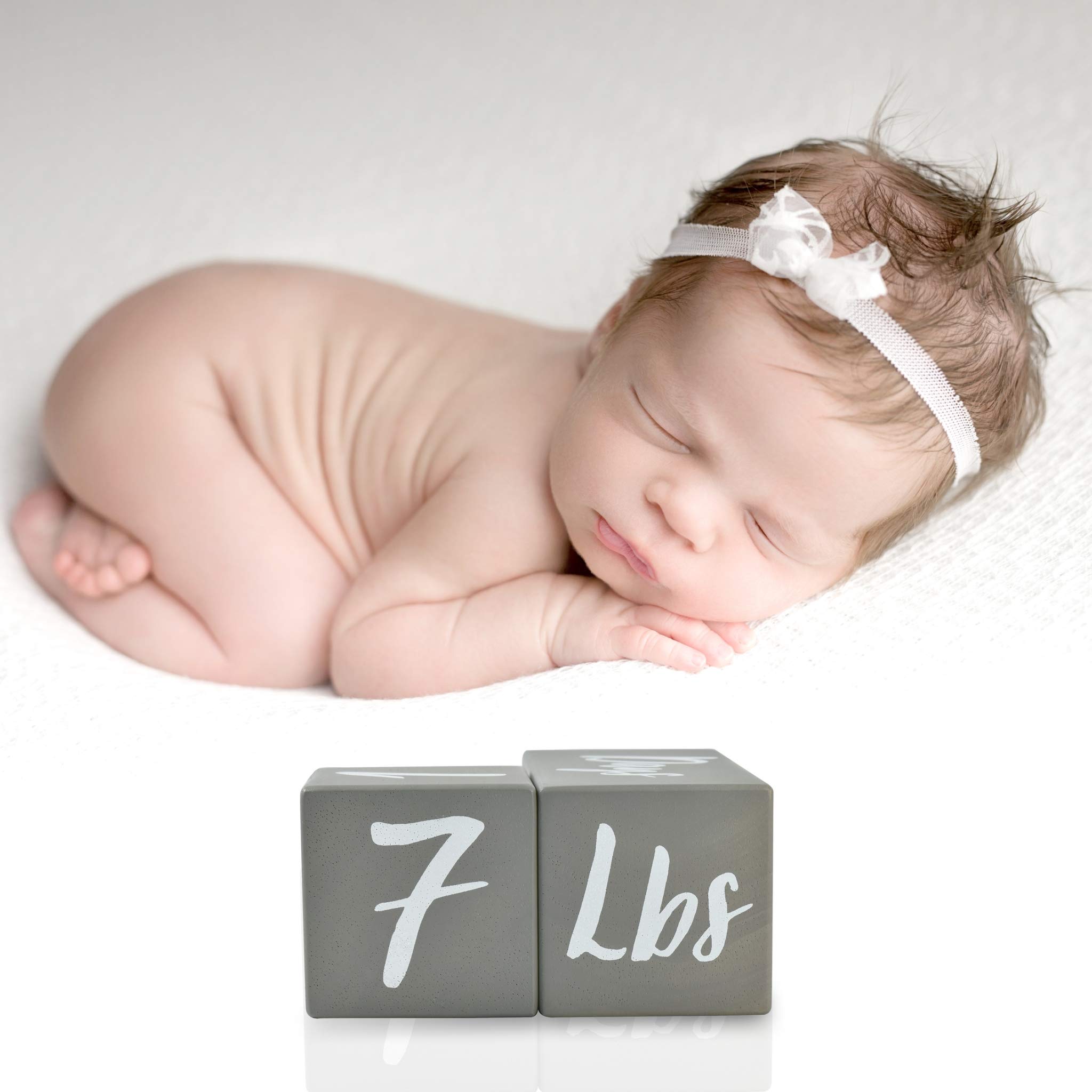 I'm Solid Wood Weekly Monthly Yearly Baby Milestone Age Blocks, Gender Neutral, Newborn Gifts & Keepsakes for Picture Props (3 Pcs/Grey)