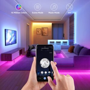 Lepro Led Strip Lights 16.4ft Smart Light Strips with App Control Remote, 5050 RGB Led Lights for Bedroom, Music Sync Color Changing Lights for Room Party