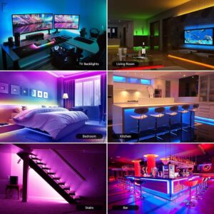 Lepro Led Strip Lights 16.4ft Smart Light Strips with App Control Remote, 5050 RGB Led Lights for Bedroom, Music Sync Color Changing Lights for Room Party