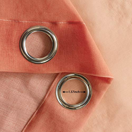 BERMINO Faux Linen Ombre Sheer Curtains, 54 x 63 inch, Blush - Grommet Gradient Voile Semi Sheer Curtains for Bedroom and Living Room, Set of 2 Curtain Panels