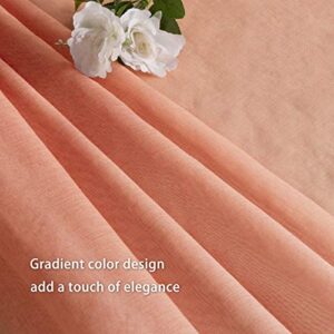 BERMINO Faux Linen Ombre Sheer Curtains, 54 x 63 inch, Blush - Grommet Gradient Voile Semi Sheer Curtains for Bedroom and Living Room, Set of 2 Curtain Panels