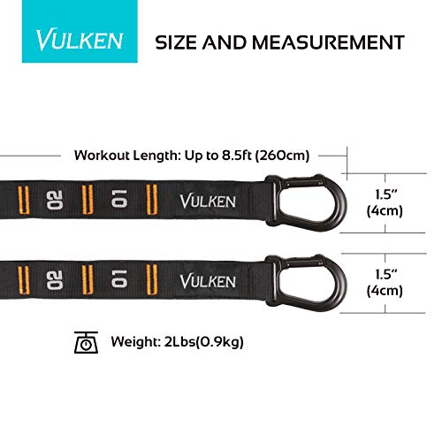 Vulken Adjustable Numbered Straps for Gymnastic Rings Carabiners Quick Hook System Easy to Set Up One Pair Strap Only