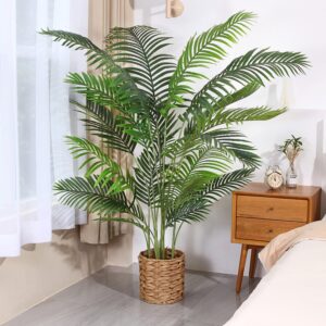 Fopamtri Artificial Areca Palm Plant 6 Feet Fake Palm Tree with 20 Trunks Faux Tree for Indoor Outdoor Modern Decoration Feaux Dypsis Lutescens Plants in Pot for Home Office Perfect Housewarming Gift