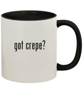 knick knack gifts got crepe? - 11oz ceramic colored handle and inside coffee mug cup, black