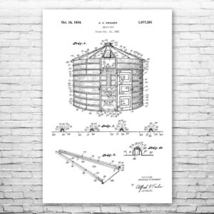 grain storage bin poster print, agriculture art, farmer gift, country art, rustic decor, farmhouse decor, farm wall art black & white (5 inch x 7 inch)