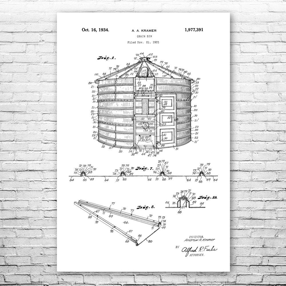 Grain Storage Bin Poster Print, Agriculture Art, Farmer Gift, Country Art, Rustic Decor, Farmhouse Decor, Farm Wall Art Black & White (5 inch x 7 inch)