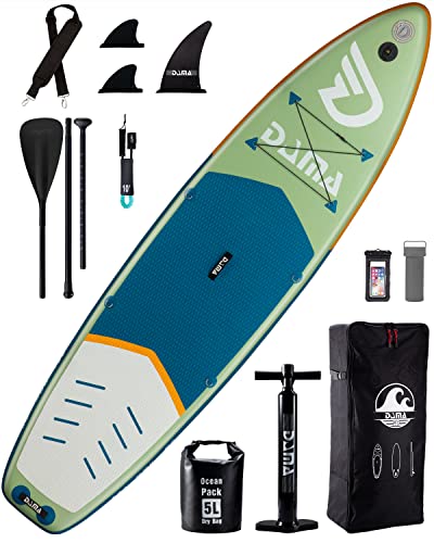 DAMA Inflatable Stand Up Paddle Board 11'x33" x6", Inflatable Yoga Board, Dry Bags, Camera Seat, Floating Paddle, Hand Pump, Board Carrier, Durable & Stable for 3 People