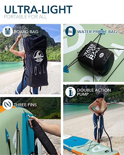 DAMA Inflatable Stand Up Paddle Board 11'x33" x6", Inflatable Yoga Board, Dry Bags, Camera Seat, Floating Paddle, Hand Pump, Board Carrier, Durable & Stable for 3 People