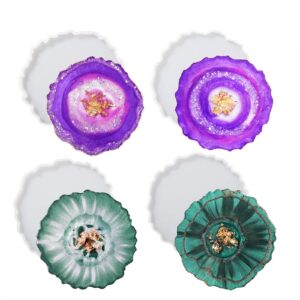 LET'S RESIN Geode Resin Coaster Molds, 4 Pcs Druzy Silicone Agate Coaster Molds