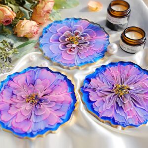 LET'S RESIN Geode Resin Coaster Molds, 4 Pcs Druzy Silicone Agate Coaster Molds