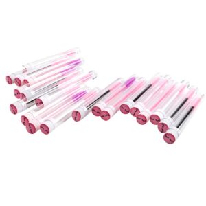 20 Pcs Pink Lash Disposable Mascara Brushes Diamond Eyelash Spoolies Makeup Brush Mascara Wand in Sanitary Tube Lash Supplies