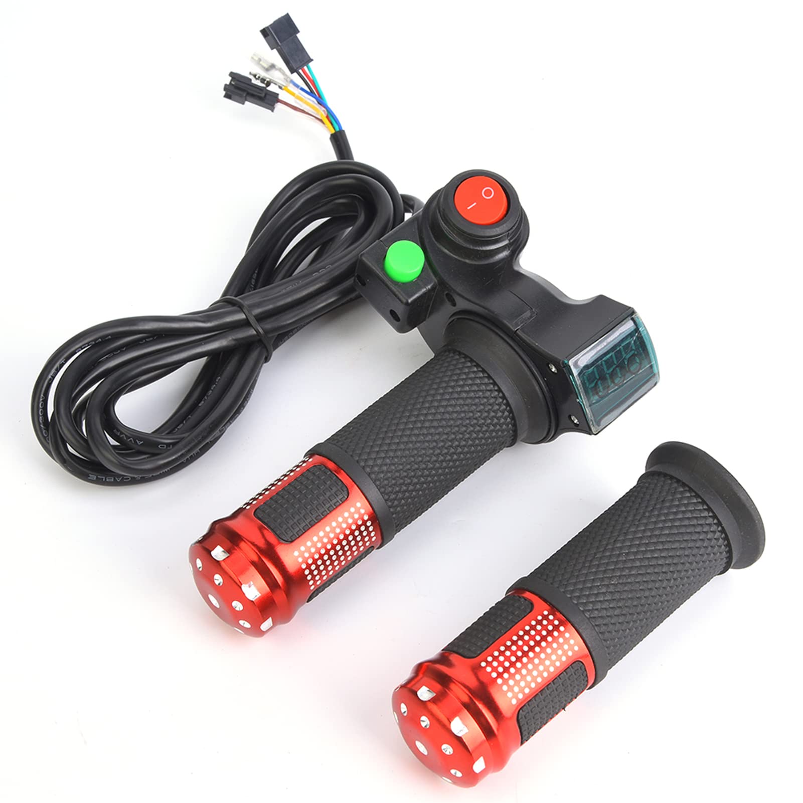 1 Pair E-Bike Thumb Throttle, Universal LED Voltage Display Throttle for 12-99V Ebike Scooter Throttle Ebike Ebike Throttle with Reverse Electric Scooter Grips