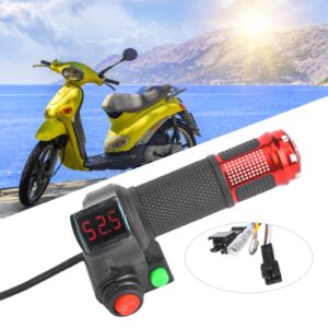 1 Pair E-Bike Thumb Throttle, Universal LED Voltage Display Throttle for 12-99V Ebike Scooter Throttle Ebike Ebike Throttle with Reverse Electric Scooter Grips