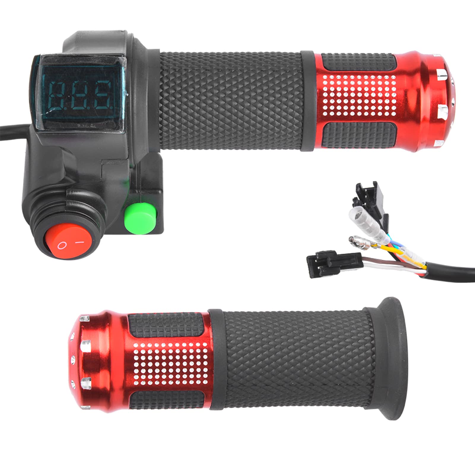 1 Pair E-Bike Thumb Throttle, Universal LED Voltage Display Throttle for 12-99V Ebike Scooter Throttle Ebike Ebike Throttle with Reverse Electric Scooter Grips