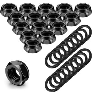 16 pieces skateboard truck nuts and 16 pieces skateboard truck axle washers for longboards and skateboard hardware kit (black)