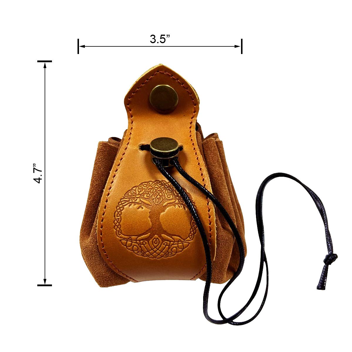 Rollooo Celtic Tree DND Gifts Dice Bag - Tray with Drawstring & Button Genuine Leather Dice Pouch Storage Bag for d&d Dices Jewelry Coin & Small Accessories