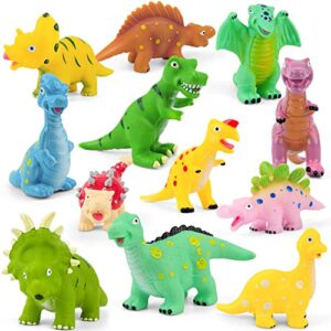 gizmovine fun dinosaur baby toy 12 pack collection of colorful foam bath toys - perfect for kids & children's bath time adventures.