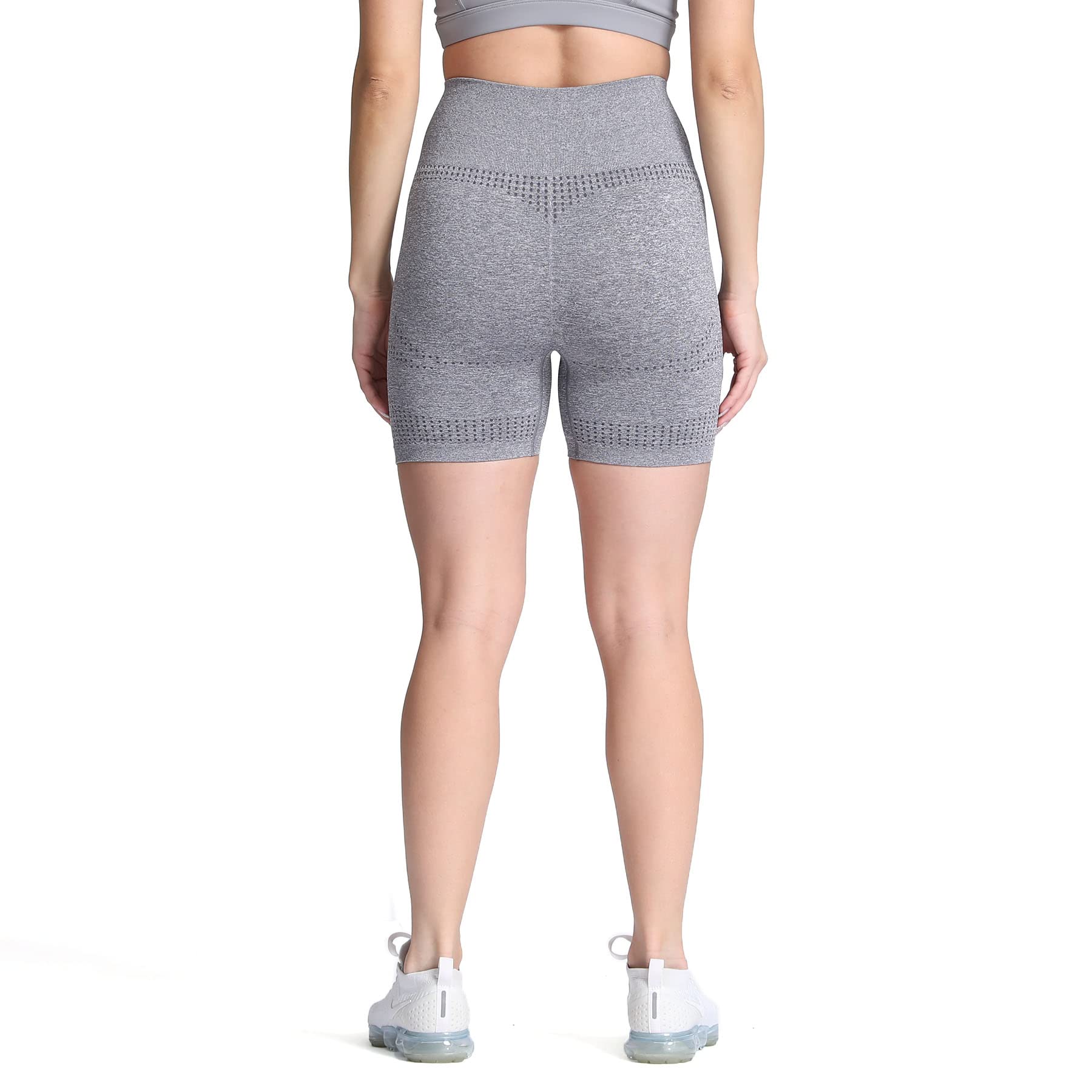 Aoxjox Vital Seamless Biker Shorts for Women High Waist Workout Shorts Booty Running Yoga Shorts (Vital Smokey Grey Marl, Small)