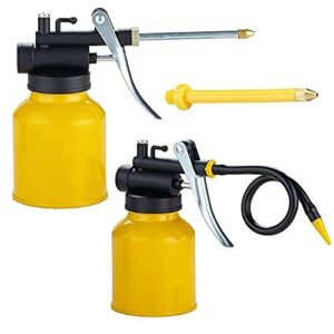 junchi [2-pack] metal yellow pump oil can with 3 spouts