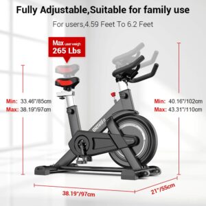 ONETWOFIT Indoor Exercise Bike with Monitor,Adjustable Seat & Handlebars Cycling Bike for Home Cardio Workout OT198