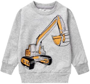 akyzic baby boys sweatshirts excavator long sleeve crew pullover digger shirts toddler kids winter warm christmas sweater tops 5t /120