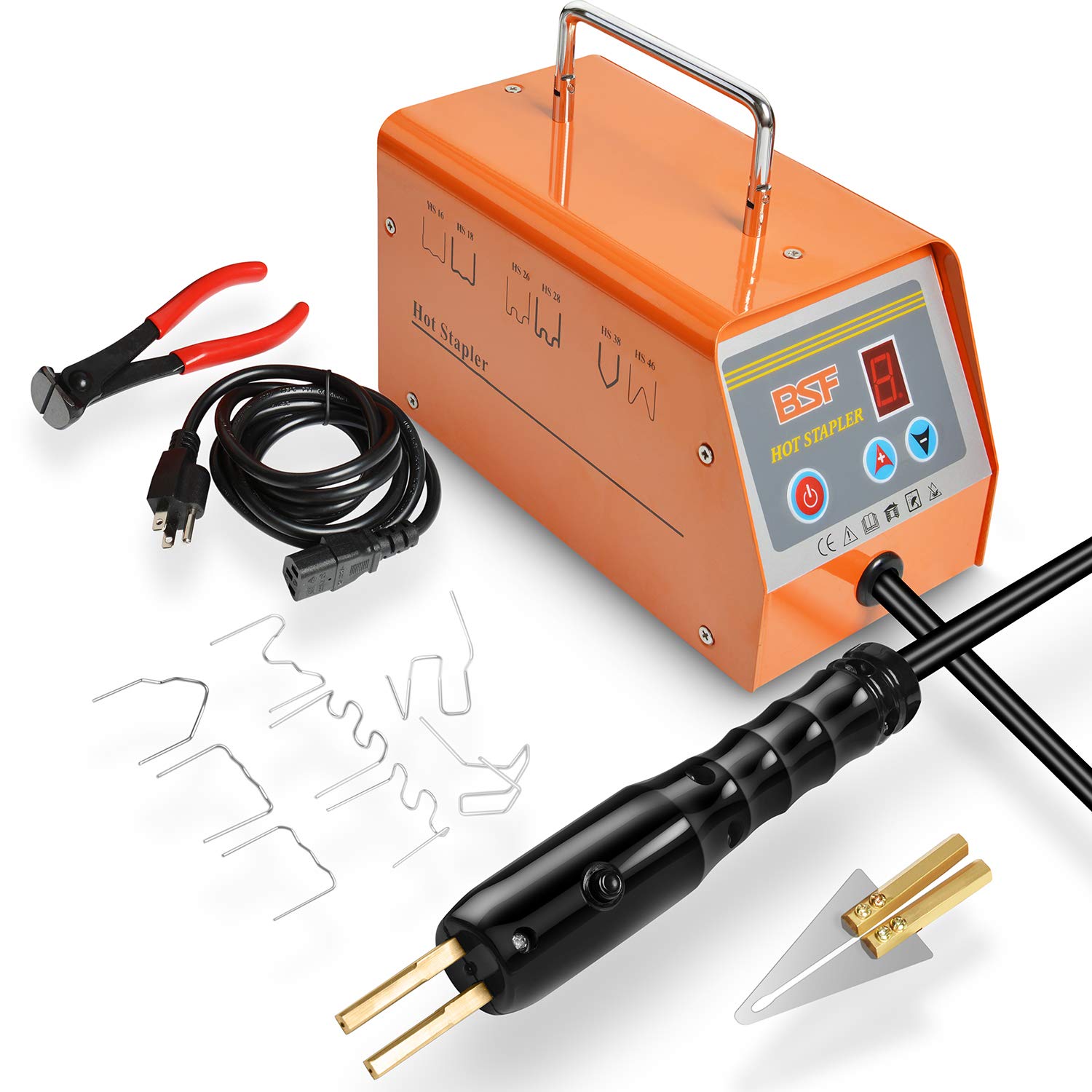 OIMERRY Plastic Welder Kit with 800pcs Hot Staples, 5-Level Adjustable Power, 110V Hot Stapler Bumper Plastic Repair Welding Kit