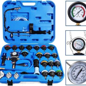 Lucky Seven 28 Pcs Universal Radiator Pressure Tester, Vacuum Type Cooling System Tool Kit w/Carrying Case,Pressure Tester Kit,Cooling System Pressure Tester Kit