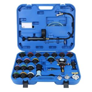 Lucky Seven 28 Pcs Universal Radiator Pressure Tester, Vacuum Type Cooling System Tool Kit w/Carrying Case,Pressure Tester Kit,Cooling System Pressure Tester Kit