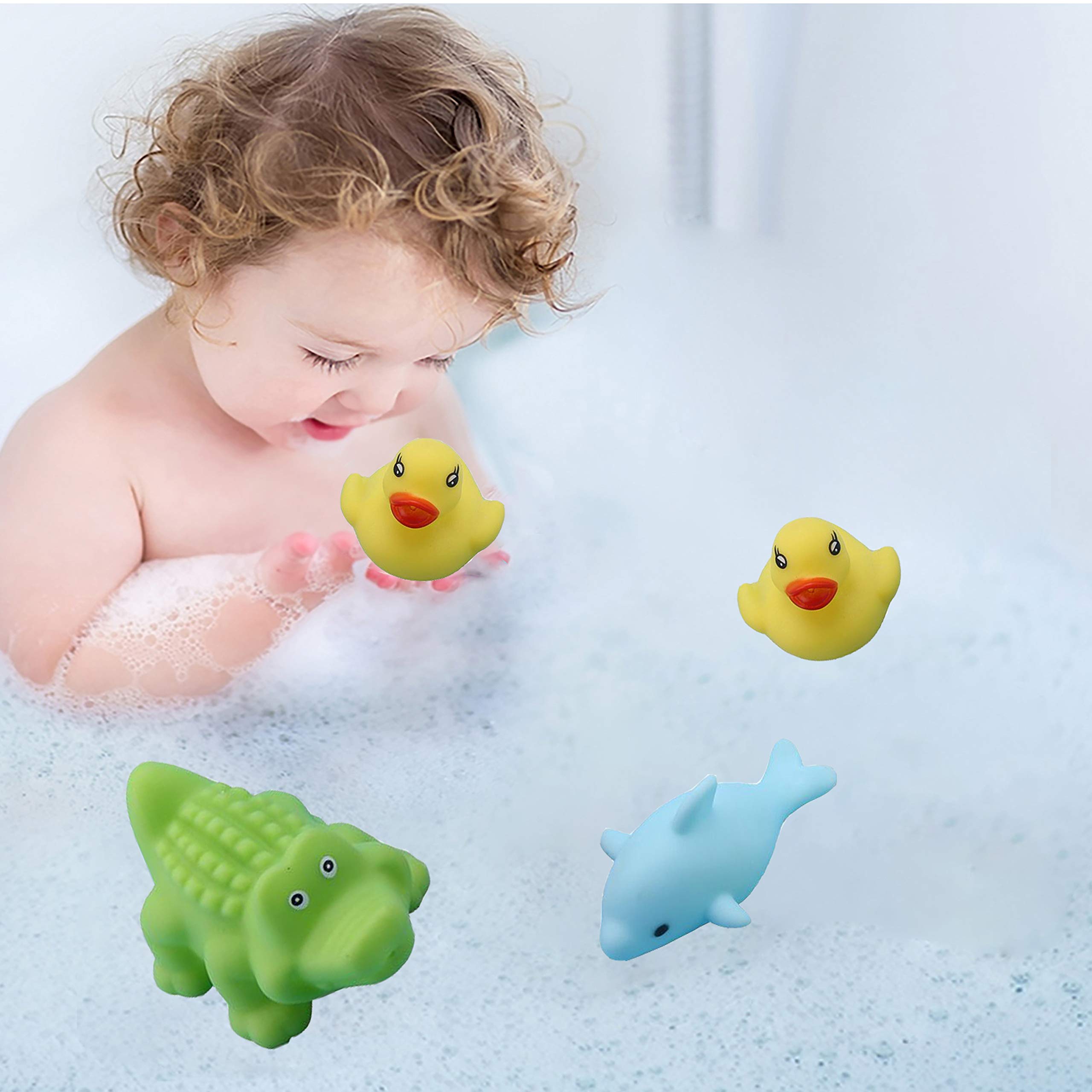 Grabber Baby Bath Toys - Cute Colorful Lobster Claw Catcher with 3 Fish Toys – Safe & Nontoxic Water Toys for Bath Tubs, Swimming Pools & Outdoors - Educational Games for Toddlers & Kids