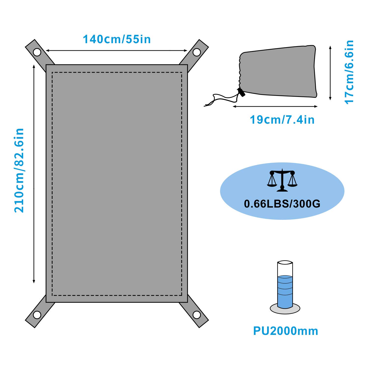 BISINNA Waterproof Camping Tarp Mutifunctional Tent Footprint, Groundsheet Picnic and Beach Mat with Carrying Storage Bag for Picnic, Hiking,Backpacking,Hammock