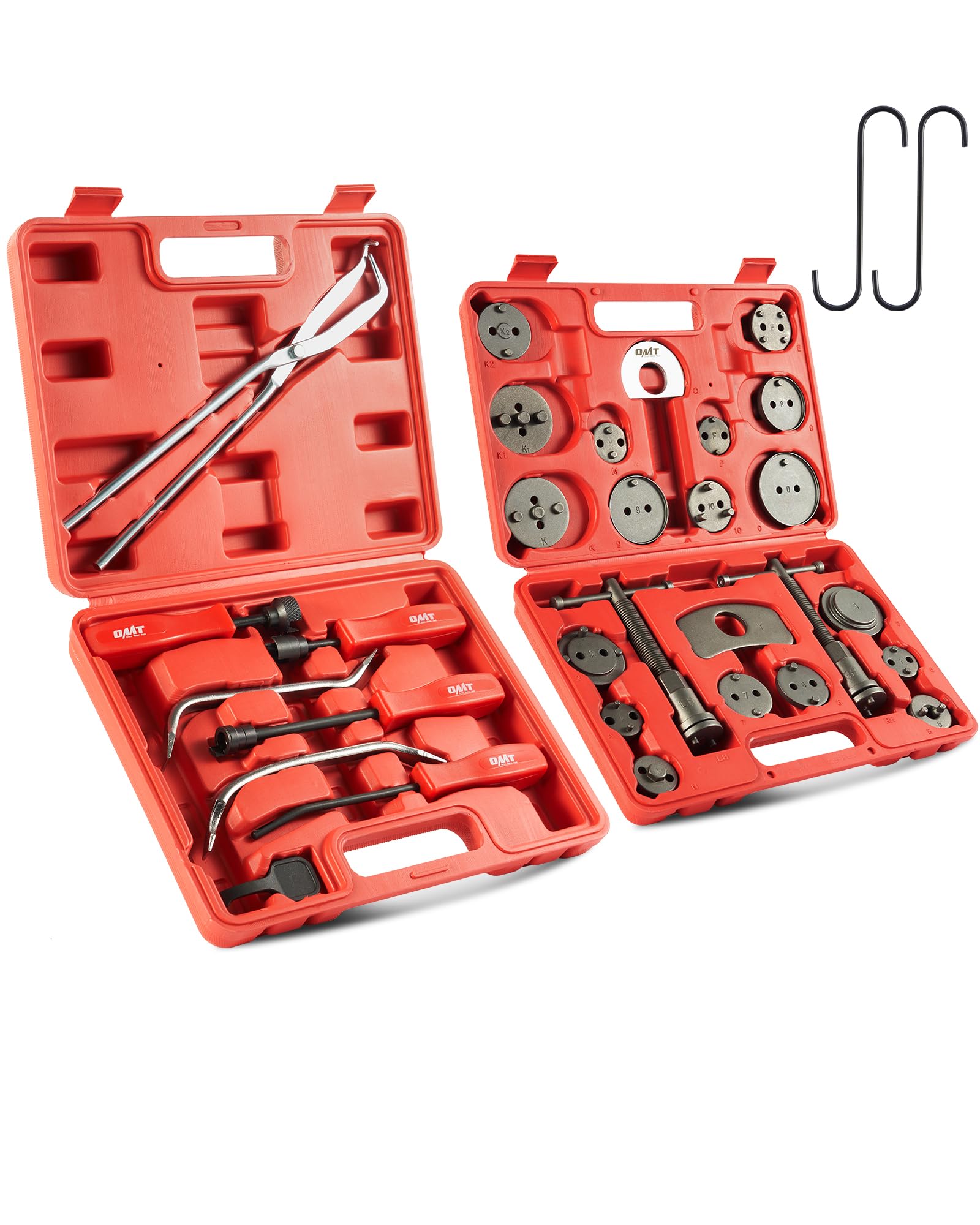 Orion Motor Tech 32pc Dual Brake Tools, 2 in 1 Caliper Compression Tool and Drum Brake Tool Kit, Brake Caliper Tool Kit and Drum Brake Tool with Brake Spring Tool Compressor Pliers Installer Remover