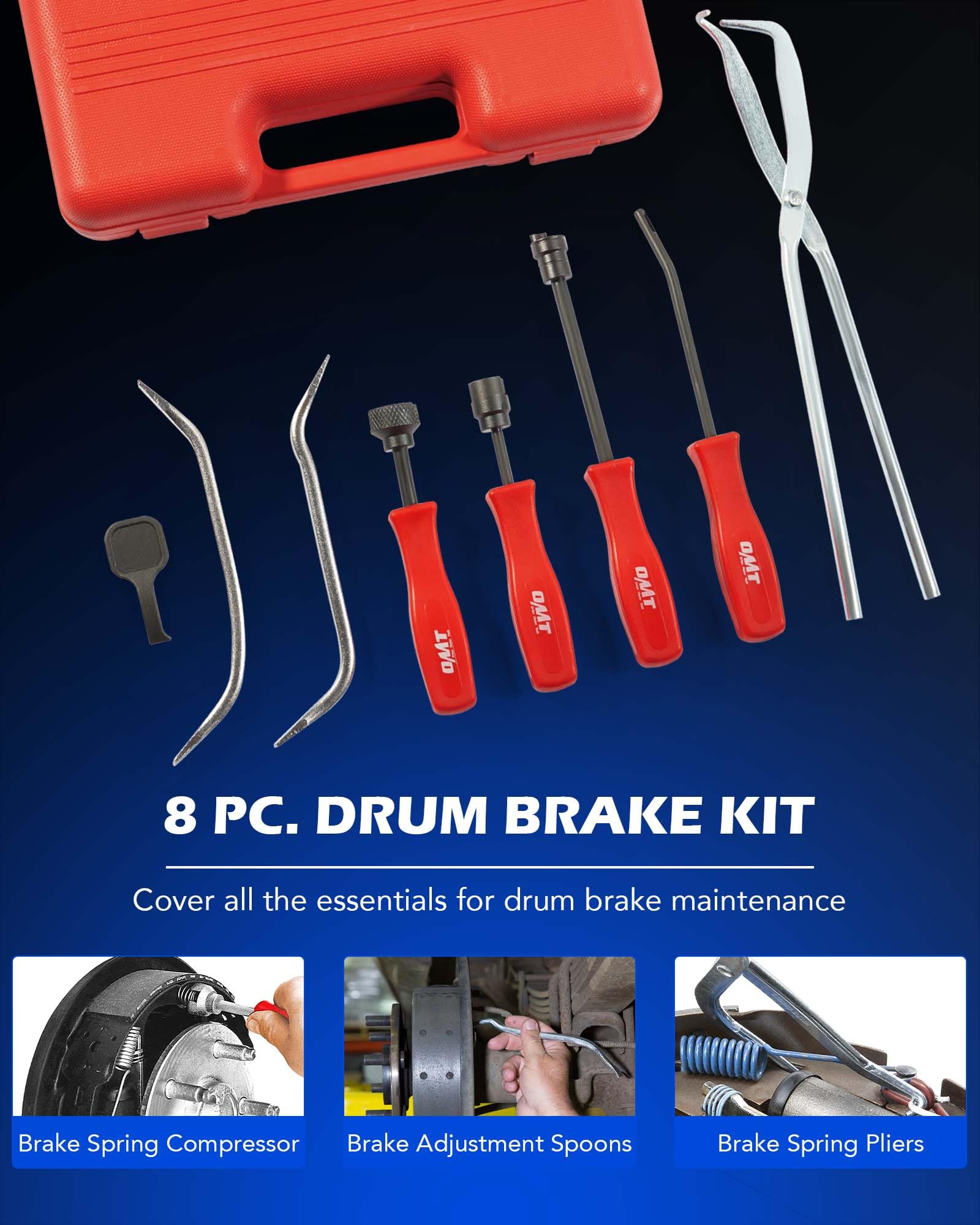 Orion Motor Tech 32pc Dual Brake Tools, 2 in 1 Caliper Compression Tool and Drum Brake Tool Kit, Brake Caliper Tool Kit and Drum Brake Tool with Brake Spring Tool Compressor Pliers Installer Remover