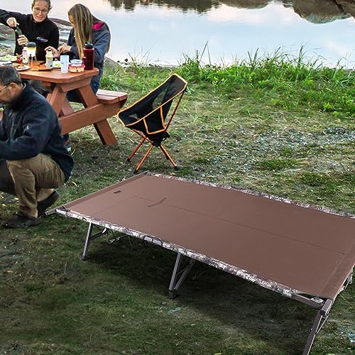 TIMBER RIDGE Outdoor Bed Cots for Sleeping with Carry Bag Foldable XL Hunting for Camping, Hiking, Camouflage，Home, Travel, Support up to 600lbs, Tan