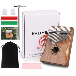 Kalimba Thumb Piano 17 Keys Musical Instruments, Mbira Finger Piano Gifts for Kids and Adults Beginners